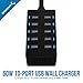 SABRENT 60 Watt (12 Amp) 10-Port Family-Sized Desktop USB Rapid Charger. 6 Micro USB Cables [X3-3foot. and X3-1foot] Black (AX-TU63)