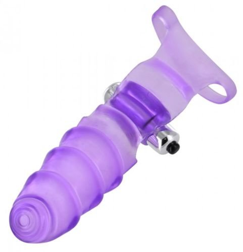 Double Finger Vibrating G-Spot Glove Purple