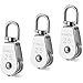 Pangda 3 Pack 25 mm Silver Single Pulley Block in 304 Stainless Steel M25 Crane Swivel Hook Single Pulley Roller Loading 400 kg