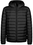 Wantdo Men's Hooded Packable Light Weight Short Down Jacket US Large/Tag 3XL, Black