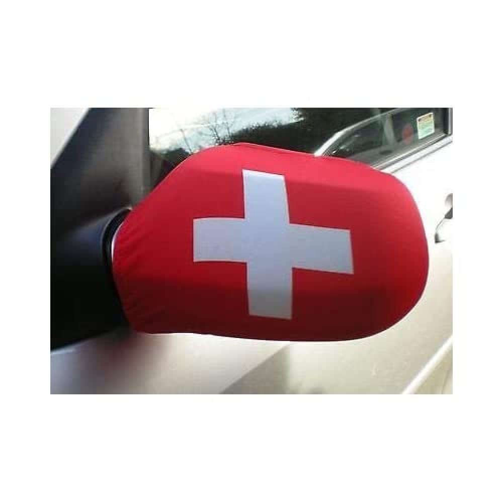 AZ FLAG - Switzerland Car Mirror Flag - 2 Pieces - Polyester and Spandex Swiss Small Flag for Car mirrors - Elastic