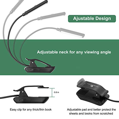 GLORIOUS-LITE 9 LED Book Light/Easy Clip Light Bed, USB Rechargeable Reading Light with Warm/White/Natural Color × 3 Brightness, Eye-Caring & Portable Music Stand Light, Perfect for Kids, Bookworms