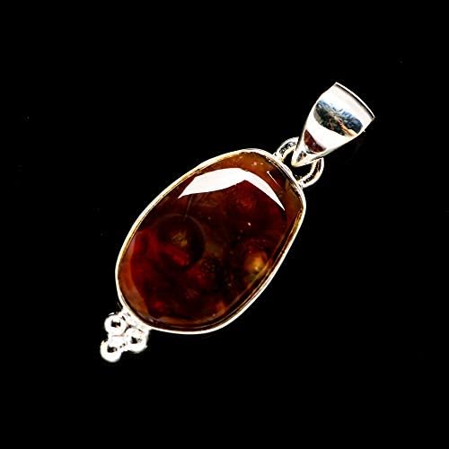 Ana Silver Co Mexican Fire Agate Pendant 1 1/2" (925 Sterling Silver) - Handmade Jewelry, Bohemian, Vintage PD701506