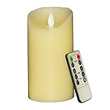 TEECOO Flameless Candles, Flickering LED Candles，Set of 1 Real Wax Pillar Not Plastic with 10-Key Remote Control Timer 300+ Hours (1, Ivory)