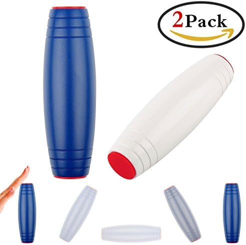 Amazing Desk Toy, MAXELF Spinner Stick Fidget Toy Rolling Flip Toys Made of Beech Desktop Hand Toy Anxiety Release Improve Focus for Adults Kids Home Office School Bar-2 Pack (Blue&amp;White)