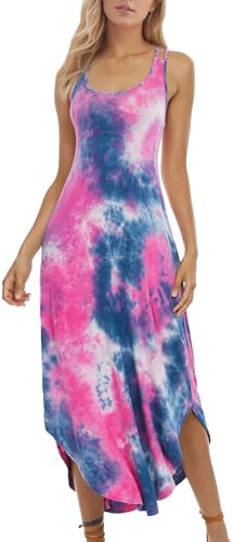 sachin and babi light blue dress Women's Flowy Tie-dye Deep V-neck High Split Maxi Dress, Ladies Summer Sexy  Open-Cross Dress Charming Sleeveless Sling Dress Casual Long Dress Fashion  Holiday Beach Dress price in UAE