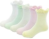 CHUNG Girls Thin Cotton Princess Socks with Lace Ruffles 0-8Y Pack of 5/6