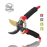 WOTF Professional 8 inches Premium Titanium Bypass Pruning Shears, Premium Utility Garden Clippers Scissors with Sponge Handle Protector,Tree Trimmers Secateurs Hand Pruners