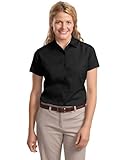 Port Authority L508 Ladies Short Sleeve Easy Care Shirt - Black/Light Stone - Medium