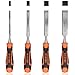 KSEIBI 312130 Wood Chisel Sets Professional, Premium Chrome Manganese Blades for Woodworking, Carving, Soft Grip Handles W Hammer Steel-end Cap 4-Piece