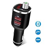 Stoon Bluetooth FM Transmitter, Wireless Car Radio Adapter with Dual USB Car Charger Ports 5V/2.4A, Hands-Free Calling, Bluetooth Receiver with LED Display for iPhone iPad iPod Samsung Android