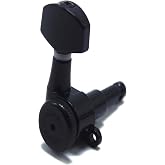 Hipshot Grip-Lock Vintage 6 Inline Bass Side Staggered Closed 8.5mm Tuners with Universal Mounting Plate, Black