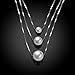 BALANSOHO 925 Sterling Silver Freshwater Cultured White Pearl Dancing Chain Necklace 3 Layer, Women Jewelry Gifts 18''
