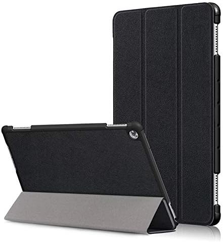TEYOON Case for Huawei MediaPad M5 Lite 10 - Ultra Slim Tri-Fold Leather Smart Shell Stand Cover for Huawei MediaPad M5 Lite 10.1-Inch Case Protection with Auto Wake/Sleep Function,Black