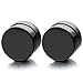 2pcs 10MM Magnetic Black Circle Stud Earrings for Men Women Non-Piercing Clip On Cheater Fake Ear Gauges