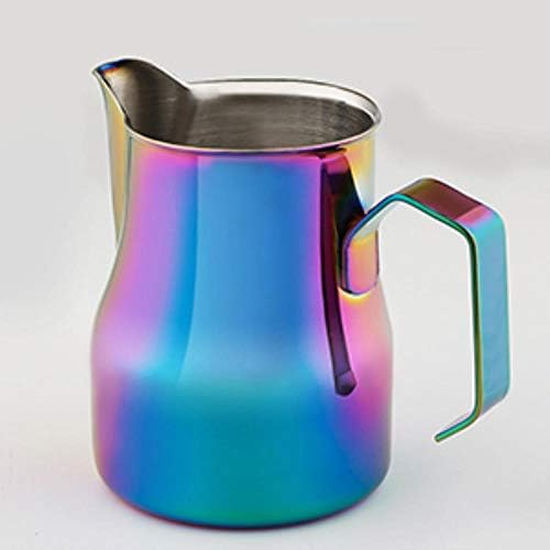 Stainless Steel Espresso Coffee Pitcher Barista Craft Coffee Latte Teflon Non-Stick Milk Frothing Jug Colorful Mugs 350ml,White