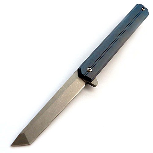 Eafengrow EF219 Tactical Folding Knife D2 Blade Knives Titanium Handle Knife ,8.2 inch Pocket Knife Outdoor Tool EDC Camping Knife (blue)