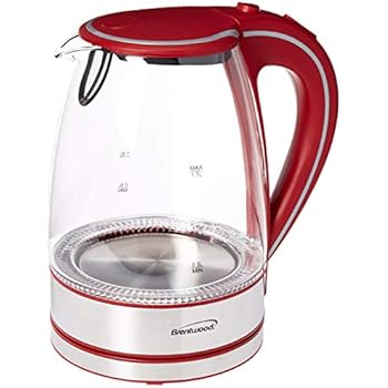 Brentwood Appliances KT-1900R Tempered Glass Tea Kettles, 1.7-Liter, Red
