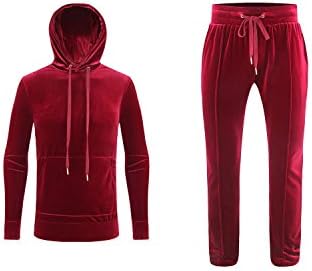 Mens Sweatsuits 2 Piece Velour Hoodie Tracksuit Sets Casual Comfy Slim Fit Jogging Suits for Men