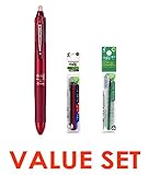 Pilot Frixion Ball 4 Click Retractable 4 Color Gel Ink Erasable Murti Pen 0.5mm/ Bordeaux Body & Each 4 Color Refills (Black,Blue,Red,Green) Value Set（With Our Shop Original Product Description）