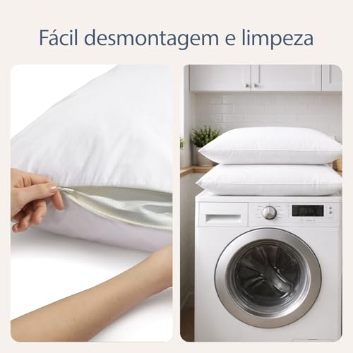 TOKE DIN DON Premium de 2 Travesseiros Alto e Macio 50x70cm, 16cm de Altura | Respirável Suporte Elástico, Travesseiro Cervical, Lavagem à Máquina sem Deformar, Antiácaro, Antialérgico, Branco