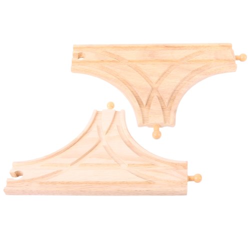 Bigjigs Rail T-Junction Track (Pack of 2) - Other Major Wooden Rail Brands are Compatible