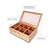 Everything Bamboo Wooden Tea Bag, Condiment or Small Accessories Storage Organizer Caddy with Clear Lid & 8 Compartments
