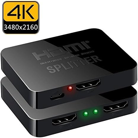 Techno Buzz Deal Premium Quality 4K 2K HDMI Splitter 1 x 2, 1 Input 2 Output HDMI Amplifier Switcher Box Hub Support 4KX2K 3D 2160p 1080p with USB Power Cable
