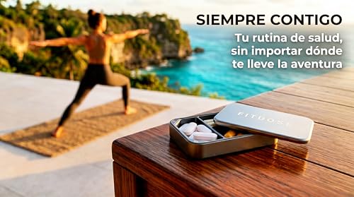 Fitdose Premium Solid Aluminum Small Pill Box - Zero Plastic Pill and Vitamin Organizer with 3 Compartments and Magnetic Closure for Travel