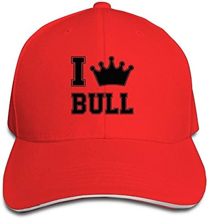TOPNN I Love Bull Sandwich Peaked Cap Red