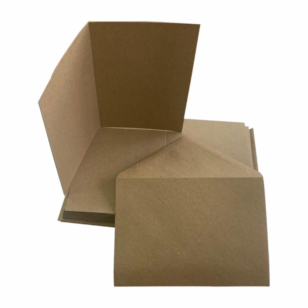 3 Ace Crafts C6 Natural Brown Kraft Cards and Envelopes for Card Making (50) Birthday, Wedding Invitation, Brown Kraft Paper for Craft Making, Thank You Cards with Envelope, Valentine, Thanksgiving