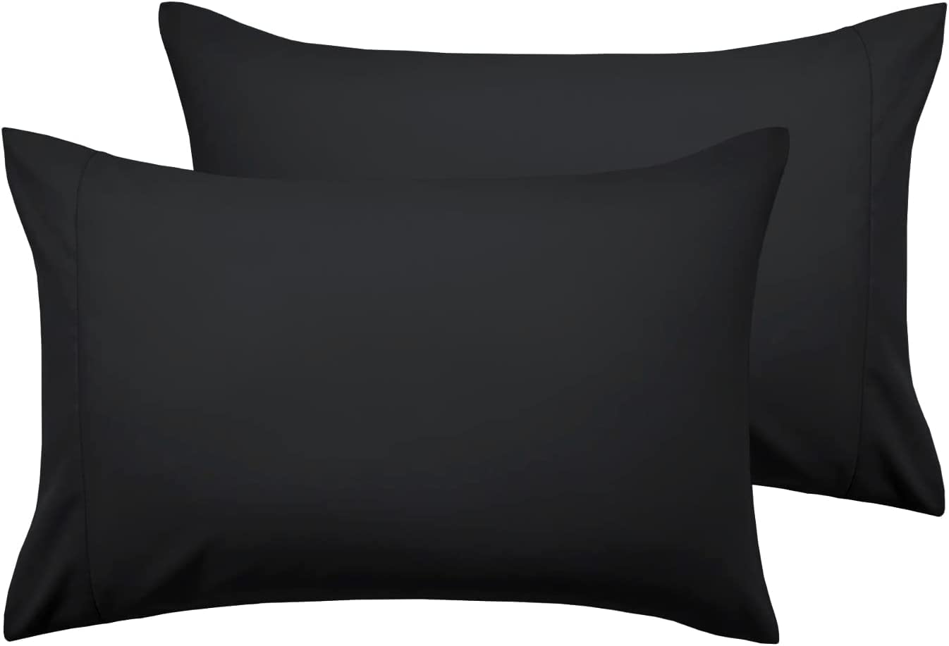 2 Pack 100% Polycotton Housewife Pillowcases, Luxury Ultra-Soft |Envelope Closure| Hotel Quality Plain Pillowcases Pair For Bedroom - 50 X75cm Standard Size Pillow Case Cover (Black)