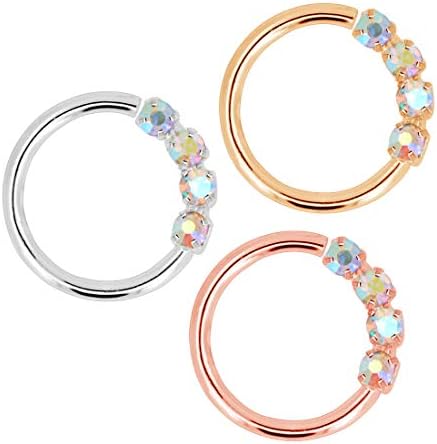 Jewseen 18g Cartilage Hoop Bendable Earrings Nose Rings Hoop Sparkling Clear CZ Helix Daith Tragus Rings