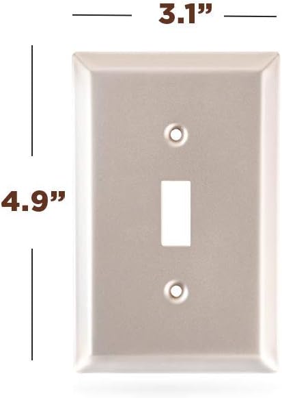 Pack of 4 Wall Plate Outlet Switch Covers by SleekLighting | Decorative Satin Nickel | Variety of Styles: Decorator/Duplex/Toggle & Combo| Size: 1 Gang Toggle - - 