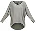 UGET Women's Oversized Baggy Tops Off Shoulder Loose Fitting Pullover Casual Blouse T-Shirt Sweater Long Batwing Sleeve Medium Gray