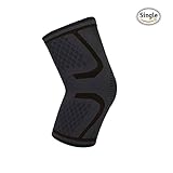 UncleHu Knee Compression Sleeve Support for Sports Protective Injured Joint Pain Relief and Improve Athletic Performance-Prevent Slippery(Black,Medium,Single Wrap)