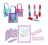 Multiple Girl's Spa Party Favors (12 Tote Bags, 12 Lipstick Tube Shaped Ink Pens, 24 Toe Separators, 12 Emery Boards)