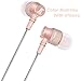 KINVOCA Wired Metal In Ear Earbuds Headphones with Microphone Volume and Case, Bass Stereo Noise Isolating Inear Earphones Ear Buds for Cell Phones, Aluminum Alloy, Carabiner, 3.5mm Jack, Rose Gold