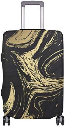 LIANCHENYI Black and Gold Marble Texture Travel Luggage Covers Suitcase Protector Fits 26-28 in