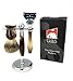 GBS Mens Premium Grooming Set - Ultimate Complete Kit - 5 Blade Compatible Manual Razor Long Horn Handle, Pure Badger Bristle Shave Brush, Brush & Razor Stand Holder - Enhanced Wet Shaving