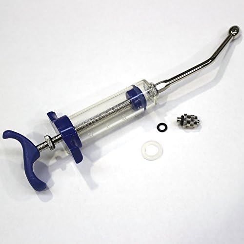 Rurtec Limited DUOPAU Reusable Drench Syringe with Luer Lock Needle Hub and Drench Nozzle Adjustable Dosage for Sheep and Goats 20 ml and 50