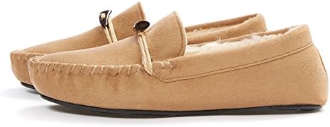 YOUTOUCHLIFE Men's Thinsulate Moccasin Slippers Anti-slip House Shoes (8 D(M) US, Stone)