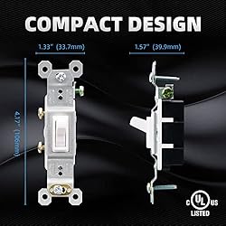 ELEGRP Single Pole Toggle Light Switch, 15 Amp, 120