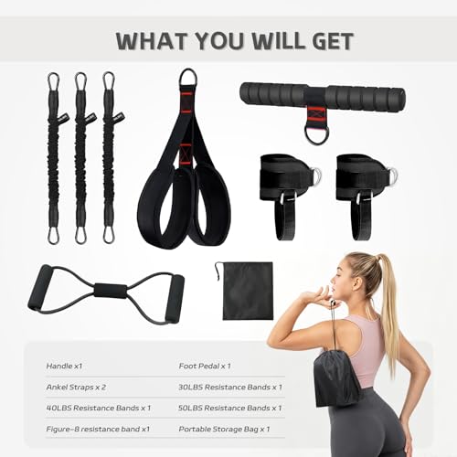 Set of Resistance Bands, Elastic Bands for Pedal and Handles, Ankle Pulleys Gym, Elastic Bands for Figure 8, Fitness Elastic Band for Abs at Home
