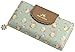 ETIAL Women's Vintage Floral Zip Wallet Faux Leather Card Holder (Light blue)