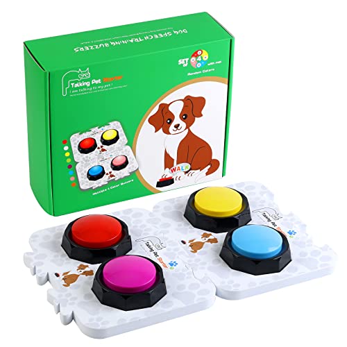 KiViRap Set of 4 Colors Dog Buttons for Communication with 2 Mats