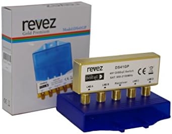 Revez Gold Premium 4 x 1 Satellite DiSEqC Switch (4 in 1 out) Full HD 1080p Ready + Water Resistant Cover