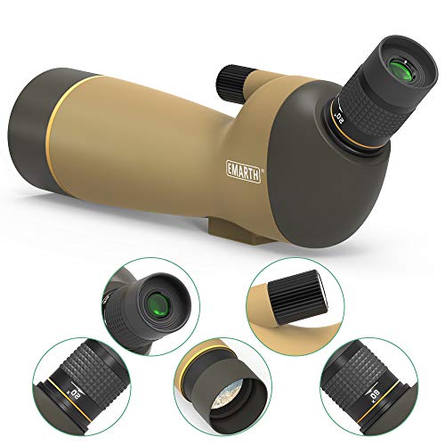Emarth 20-60x60AE Waterproof Angled Spotting Scope with Tripod, 45-Degree Angled Eyepiece, Optics Zoom 39-19m/1000m for Target Shooting Bird Watching Hunting Wildlife Scenery (20-60x60) Gold - Thumbnail 3