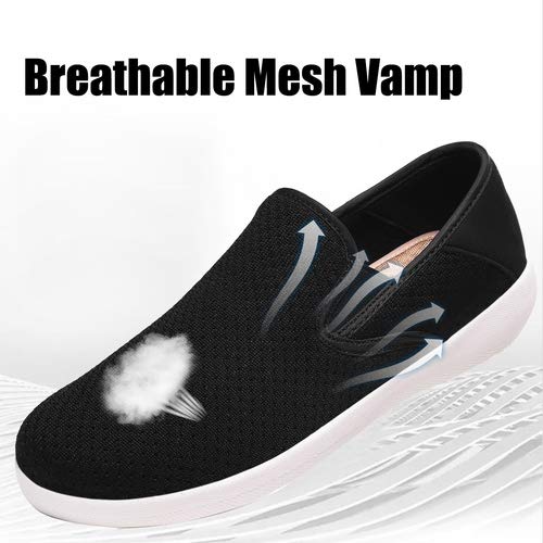 EXEBLUE Women Comfortable Slip On Walking Shoes - Stylish Loafter Shoes for Indoor and Outdoor Work Black