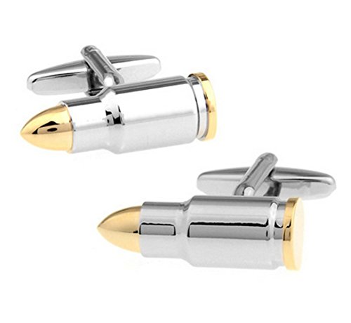 007 Theme Cufflinks Silvertone/Enamel Cufflinks 3pcs/set,Gun and Bullet